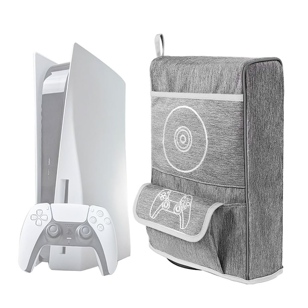 ZORBES Nylon Dustproof Cover for PS5 Sony Playstation 5 Console Cover 2 in 1 Dustproof Cover with Game Controller Pocket Multi Pocket Cover for PS5 ZORBES Nylon Dustproof Cover for PS5 Sony Playstation 5 Console Cover 2 in 1 Dustproof Cover with Game Controller Pocket Multi Pocket Cover for PS5